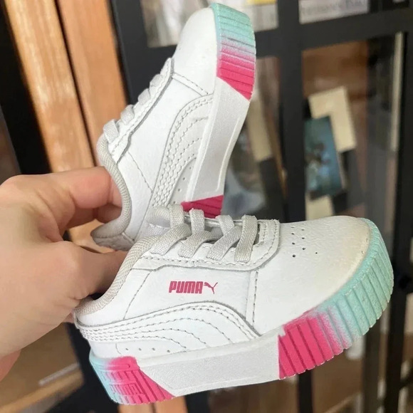 Puma Other - PUMA Baby sneakers Carina 2.0 Fade Athletic Shoes Toddler White Sunset Pink